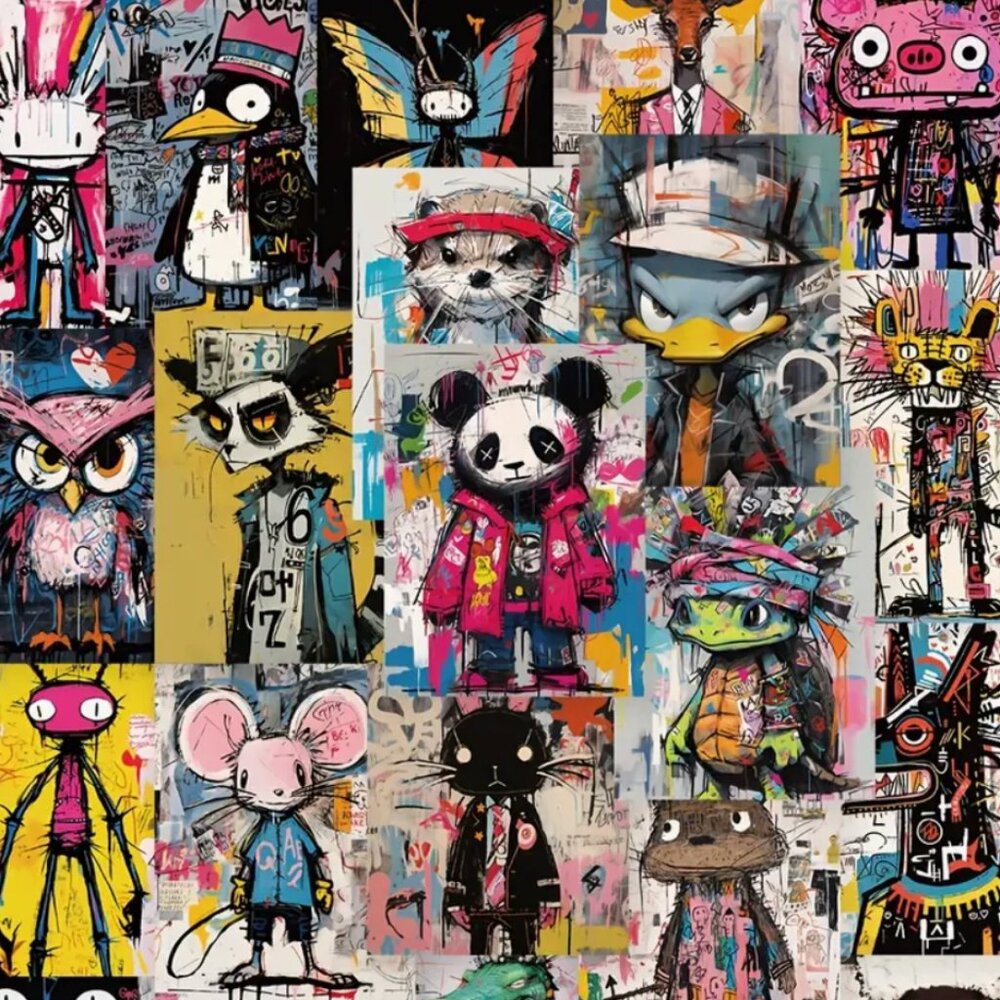 BASQUIAT INSPIRED STICKERS DECALS-1.6" x 2.1"-SET OF 100-NEW!